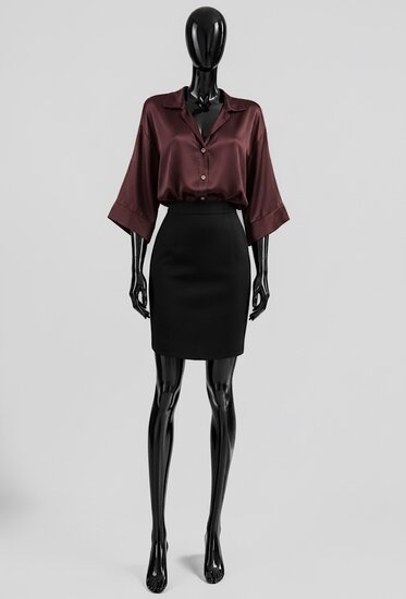 Satijnen hemdblouse-bordeaux