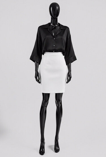 Satijnen hemdblouse-zwart