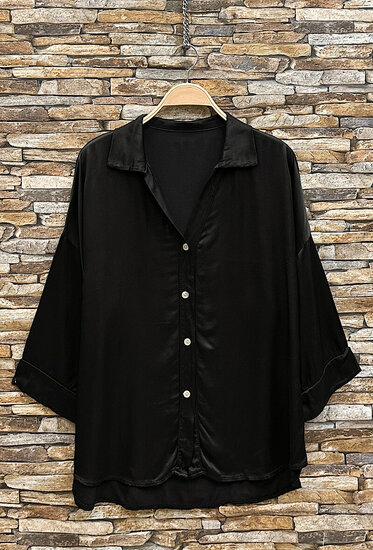 Satijnen hemdblouse-zwart