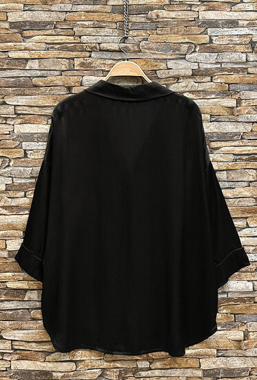 Satijnen hemdblouse-zwart