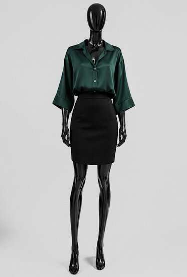 Satijnen hemdblouse-groen
