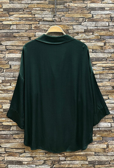 Satijnen hemdblouse-groen