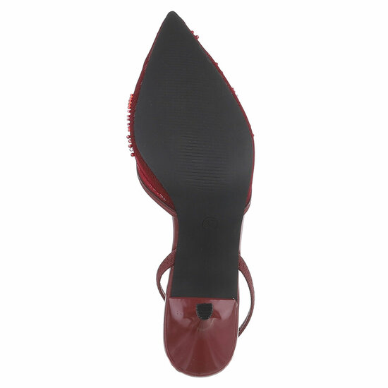 Escarpins slingback bordeaux à perles et fleurs-Wendy