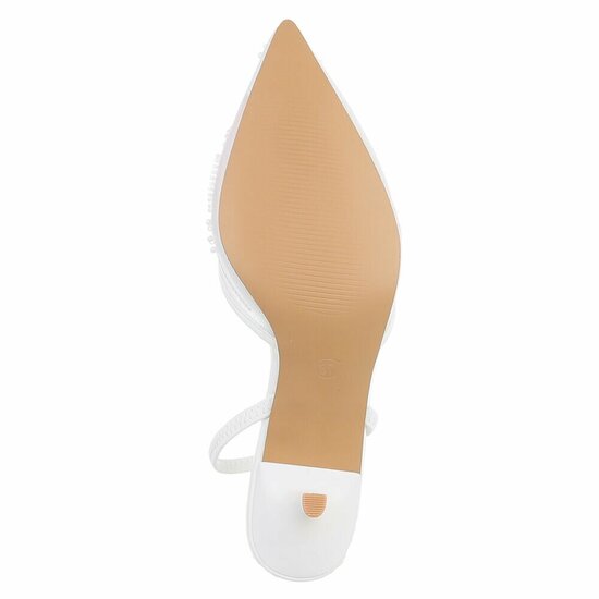 Escarpins slingback blanc à perles et fleurs-Wendy