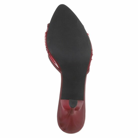 Bordeaux mules met parels en bloemen-Benthe