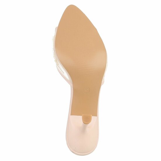 Beige mules met parels en bloemen-Benthe