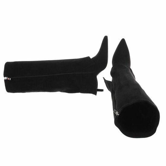 Hoge zwarte suede laars met omslag Charmine