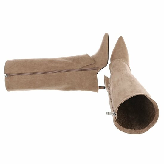 Hoge kaki suede laars met omslag Charmine