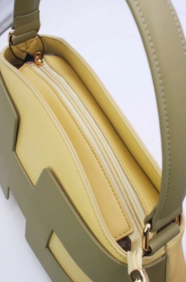 Luxe two-tone handtas in pistachegroen met geometrisch design – premium kwaliteit