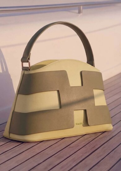 Luxe two-tone handtas in pistachegroen met geometrisch design – premium kwaliteit