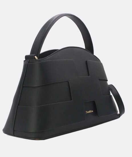Luxe zwarte handtas met geometrisch design – premium kwaliteit