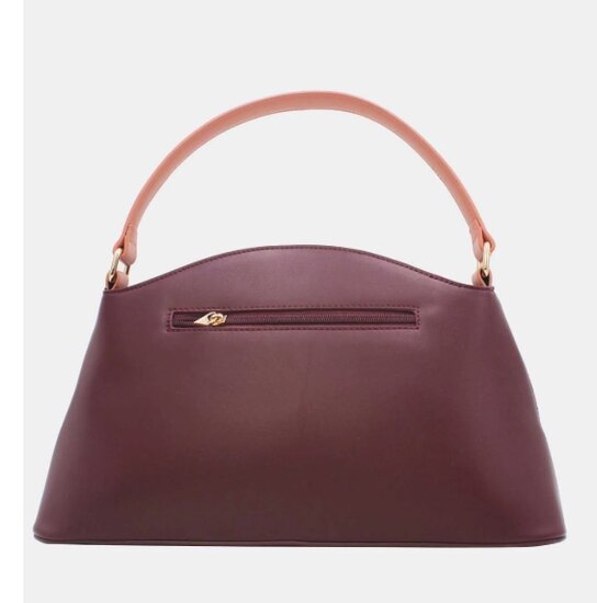 Luxe two-tone handtas in bordeaux-peach met geometrisch design – premium kwaliteit