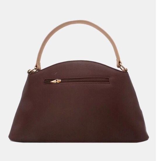 Luxe two-tone handtas in bruin-beige met geometrisch design – premium kwaliteit