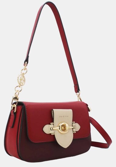 Luxe bordeaux -cream schoudertas met goudkleurige sluiting – premium kwaliteit