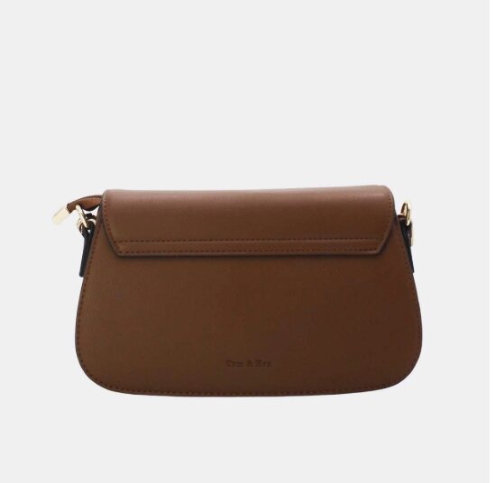 Luxe coffee brown schoudertas met goudkleurige sluiting – premium kwaliteit