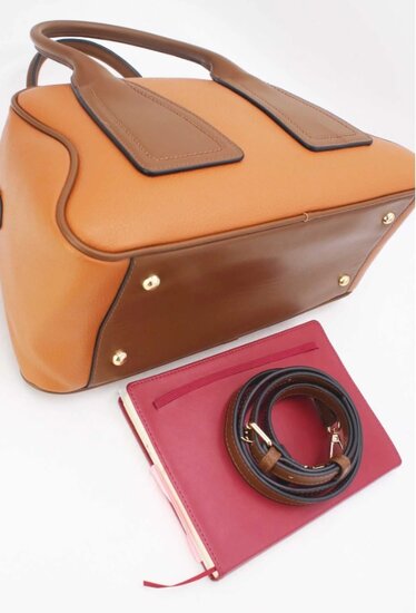 Handtas cognac met bruine details – premium kwaliteit