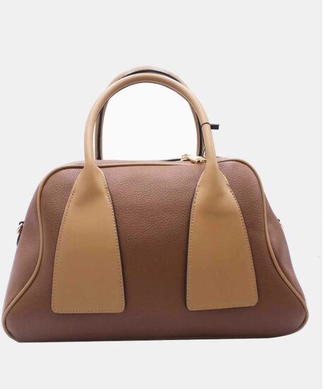 Handtas bruin met kaki details – premium kwaliteit