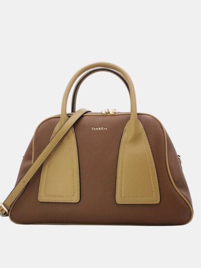 Handtas bruin met kaki details – premium kwaliteit