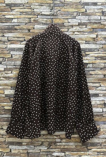 Elegante bruine blouse met stippen en strik