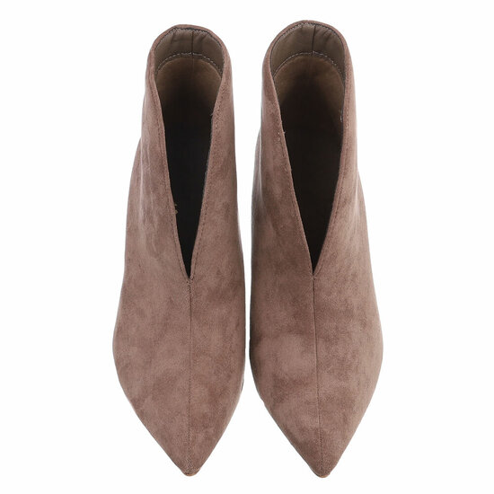 Kaki suède enkellaarsjes met elegante hak-Imene