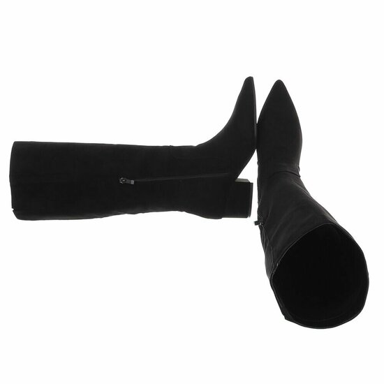 Zwarte suède laarzen met blokhak-Charmona
