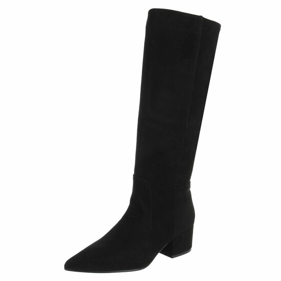 Zwarte suède laarzen met blokhak-Charmona