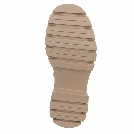 Kaki suède veterboots met plateauzool en sierlijke veters-Chelsy