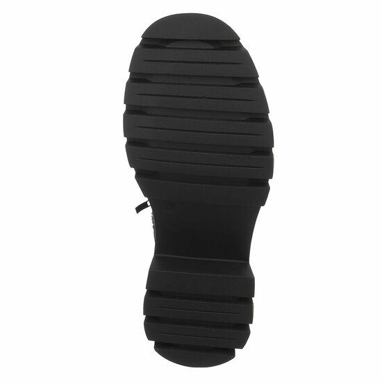 Zwarte suède veterboots met plateauzool en sierlijke veters-Chelsy