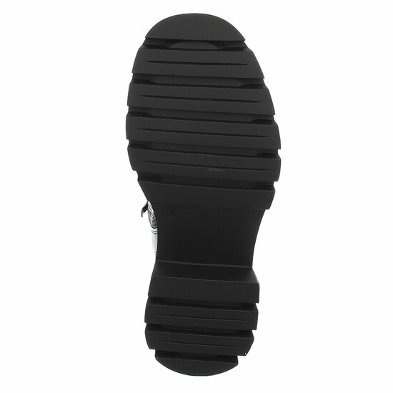Zwarte veterboots met plateauzool en sierlijke veters-Chelsy