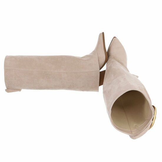Beige suède laarzen met goudkleurige gesp Chelita