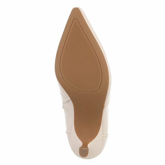 Beige enkellaarsjes met elegante kitten heel-Dena