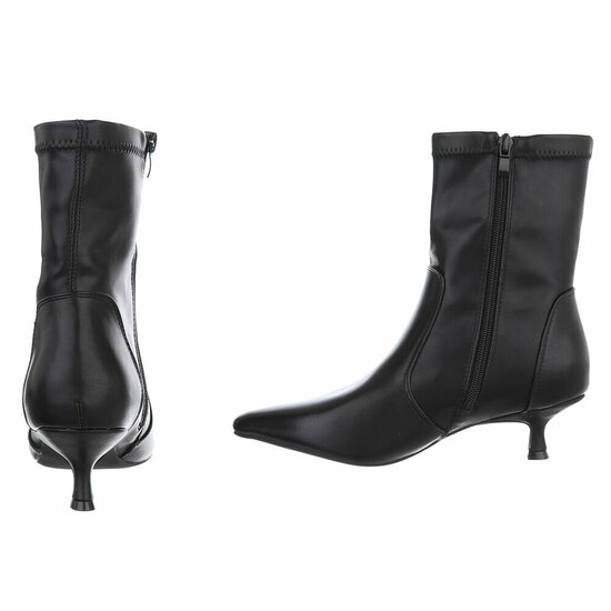 Zwarte enkellaarsjes met elegante kitten heel-Dena
