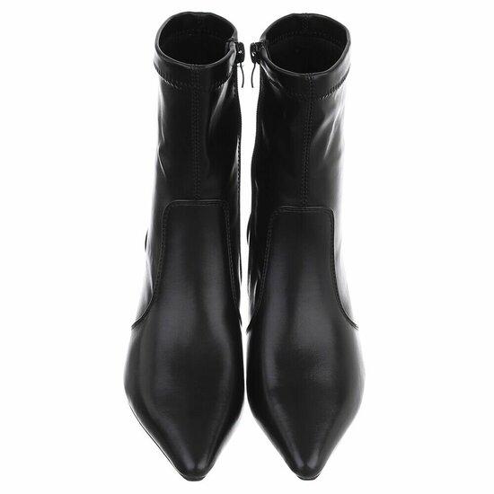 Zwarte enkellaarsjes met elegante kitten heel-Dena