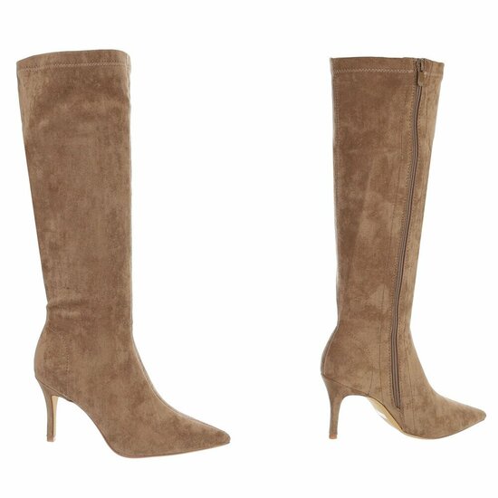 Elegante kaki suède kniehoge laars-Giuseppina