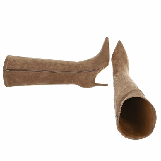 Elegante kaki suède kniehoge laars-Giuseppina