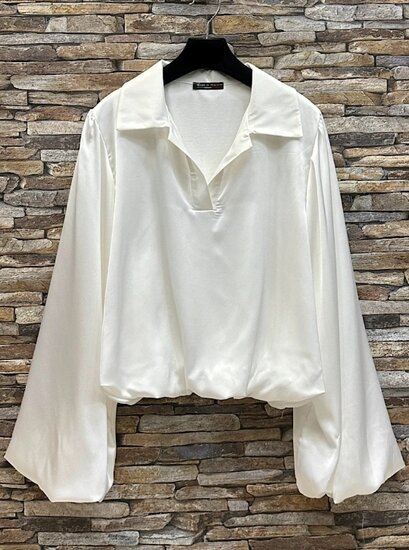 Luxe witte satijnen blouse – Made in Italy