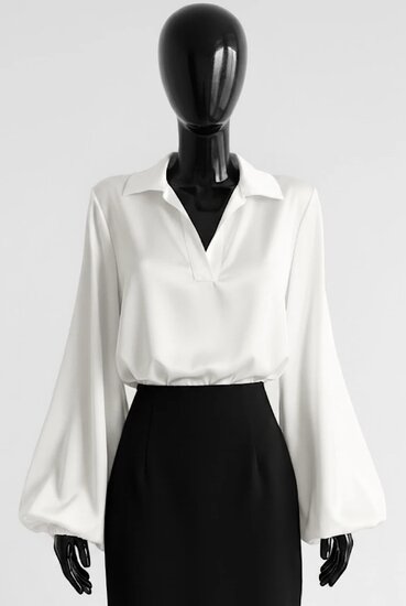 Luxe witte satijnen blouse – Made in Italy