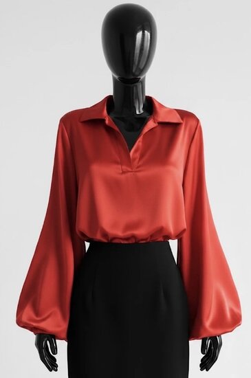 Luxe rode satijnen blouse – Made in Italy
