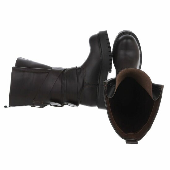 Bruine laarzen met gespen-Concetta