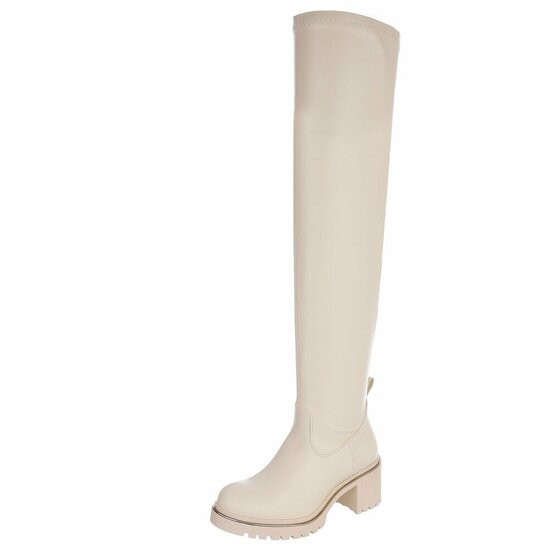 Beige hoge overknee laars Lucia