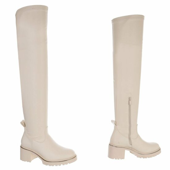 Beige hoge overknee laars Lucia
