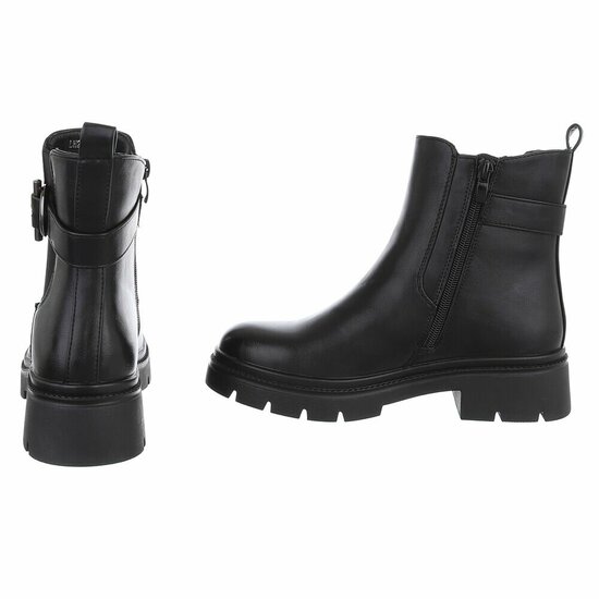 Zwarte Chelsea boots met gesp-Chelby