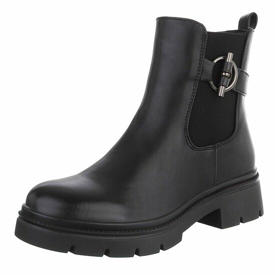 Zwarte Chelsea boots met gesp-Chelby