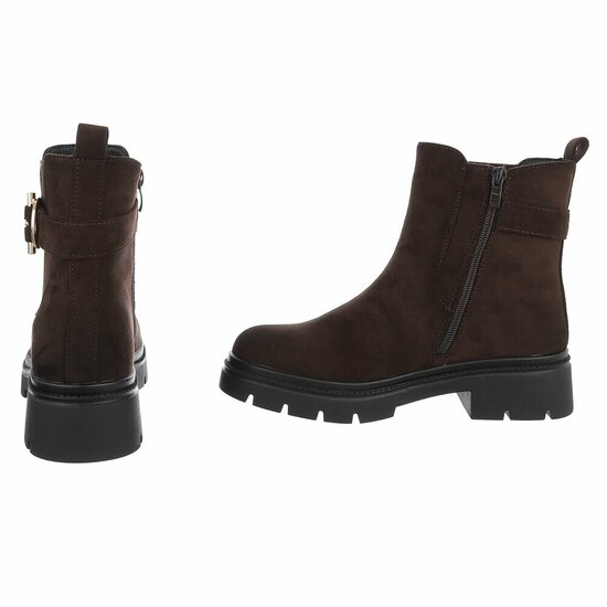 Donkerbruine suede Chelsea boots met gesp-Chelby