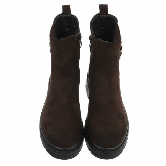 Donkerbruine suede Chelsea boots met gesp-Chelby