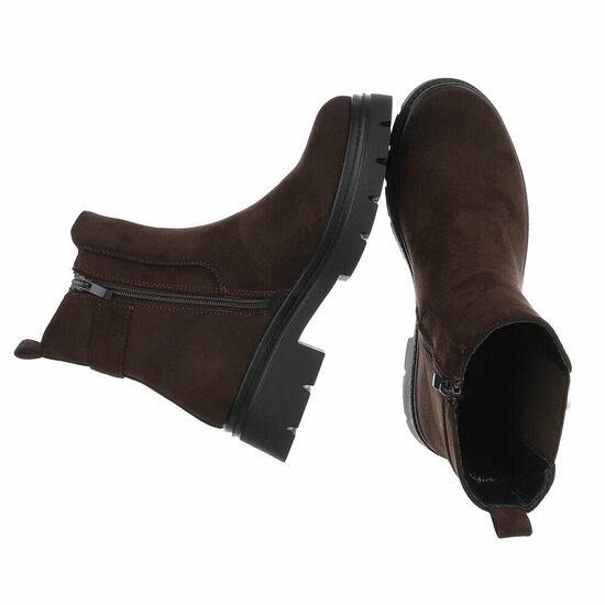 Donkerbruine suede Chelsea boots met gesp-Chelby