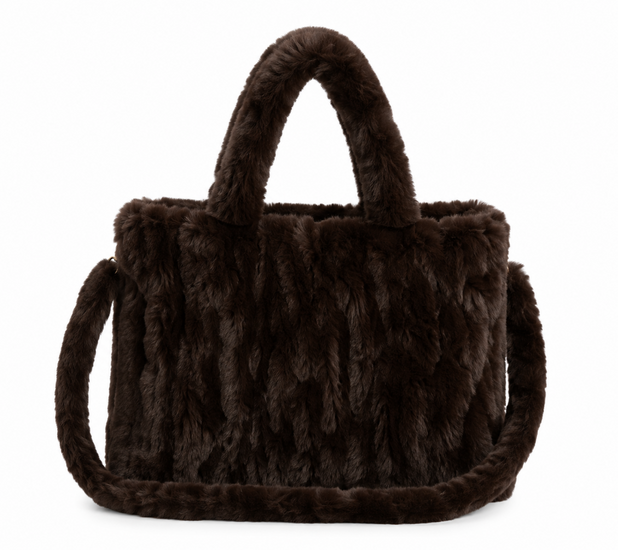 Donkerbruine fake fur tas