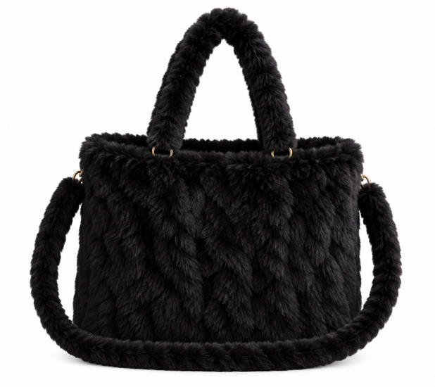 Zwarte fake fur tas