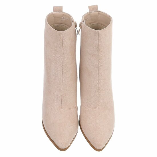 Beige suède enkellaarsje met blokhak-Ikram  TEMPORARY SOLD OUT