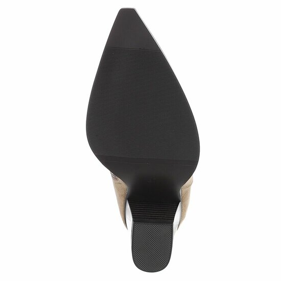 Kaki enkellaarsjes met metallic neus en blokhak-Comba